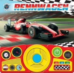 PI Kids Verlag Rennwagen - Soundbuch - Pappbilderbuch Mit Beweglichem Lenkrad Und 13 Coolen Geräuschen Für Kinder Ab 3 Jahren